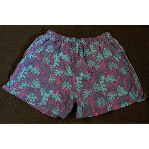 White Sierra Swim Trunks Mens MEDIUM Blue Purple Retro Mesh Lined Print Shorts